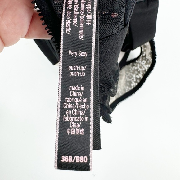 ✅ Victoria’s Secret Very Sexy Push-Up Longline Floral Lace Bra BLACK SIZE 36B - Picture 9 of 9